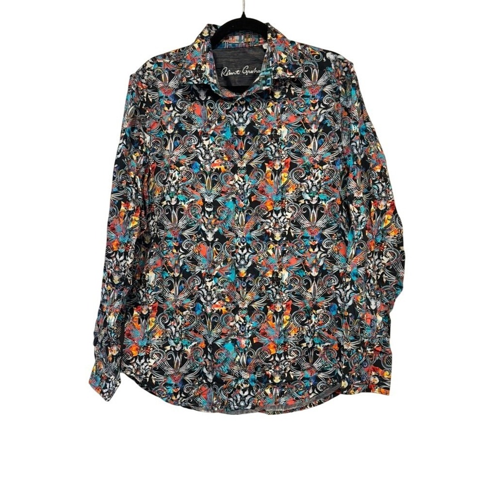 Men's sz S Robert Graham button down cotton colorful shirt GG
